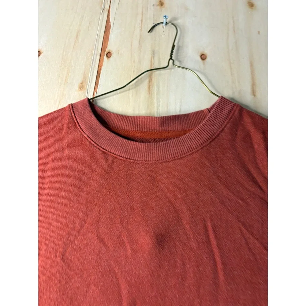 Time and Tru Womens Clay Orange Oversized Crewneck Sweatshirt High Low Hem S 4-6